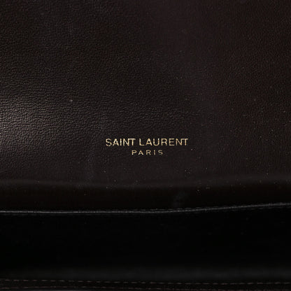 Saint Laurent Calfskin Crocodile Embossed Monogram Uptown Chain Wallet Fondente 5 of 11