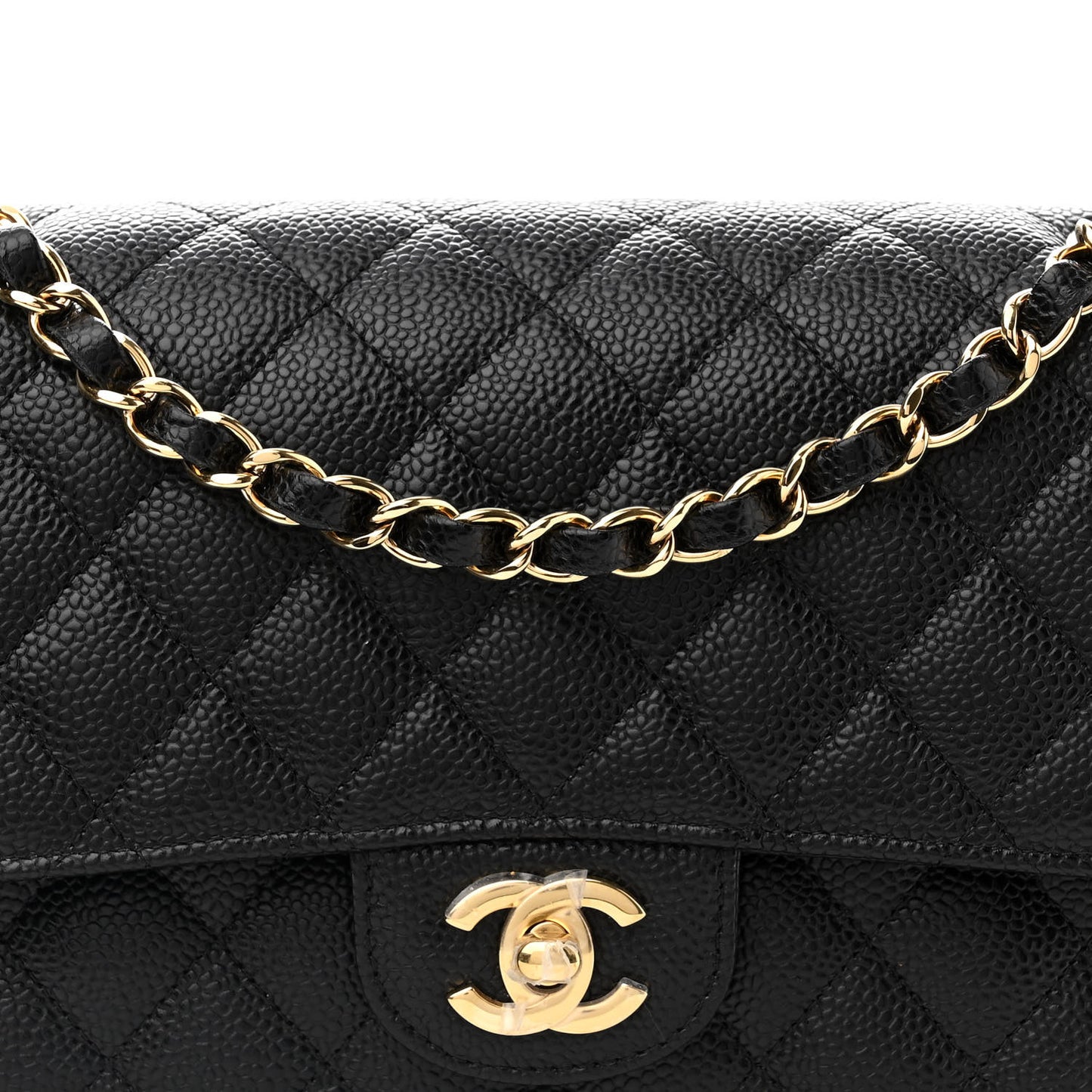 Caviar Quilted Medium Double Flap Black