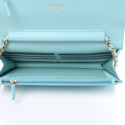 Chanel Caviar Quilted Wallet On Chain WOC Light Blue 5 of 11