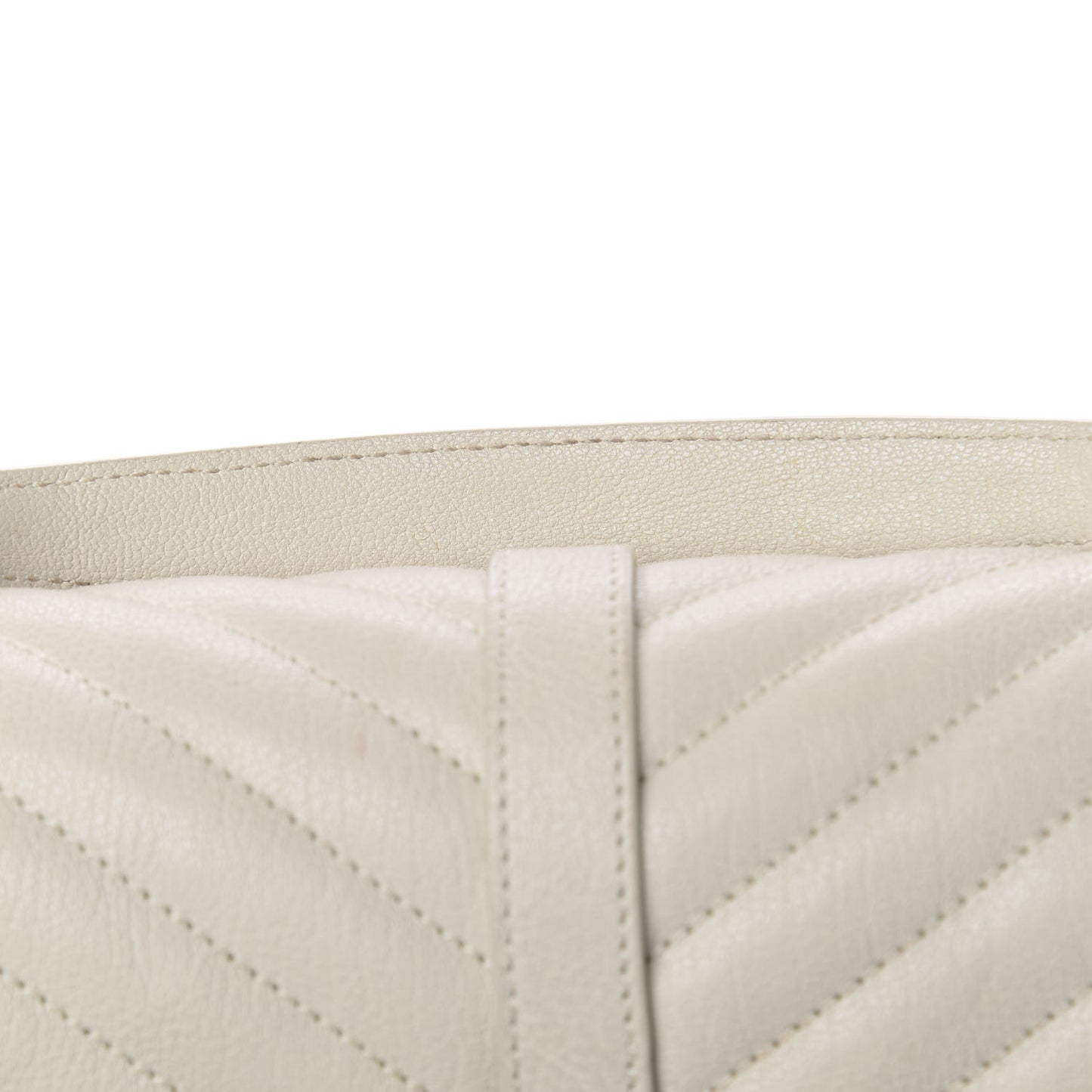 Sheepskin Matelasse Chevron Monogram Medium College Bag Dove White