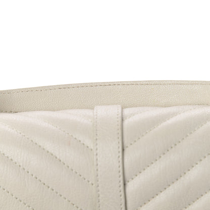 Saint Laurent Sheepskin Matelasse Chevron Monogram Medium College Bag Dove White 15 of 17