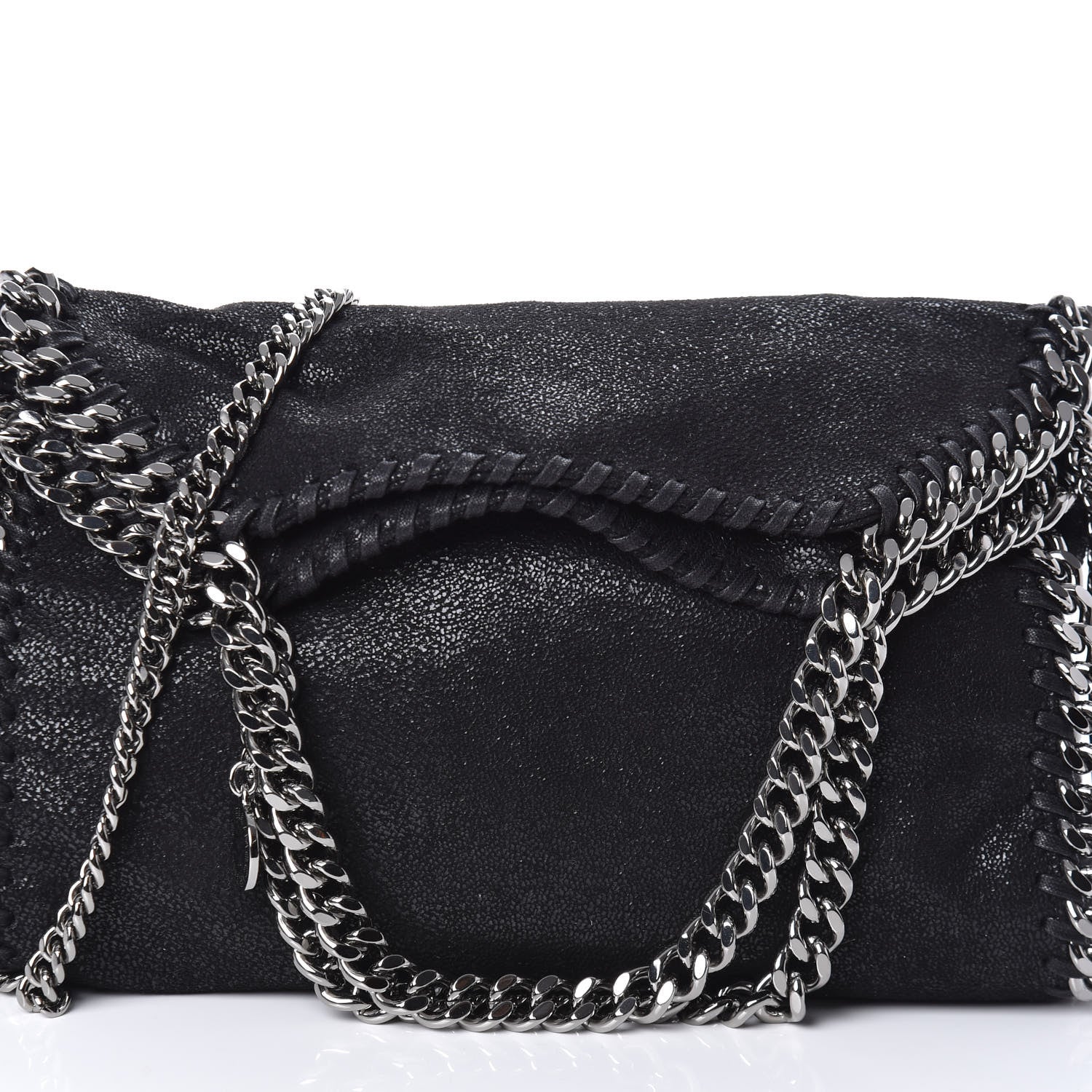 Stella McCartney Shaggy Deer Mini Falabella Fold Over Tote Black 7 of 9
