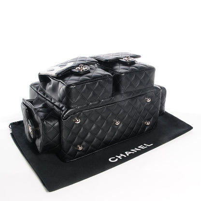 Chanel Calfskin Quilted Large Cambon Multipocket Reporter Black White 4 of 8