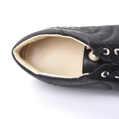 Chanel Suede Calfskin Womens CC Sneakers 41 Black 7 of 8