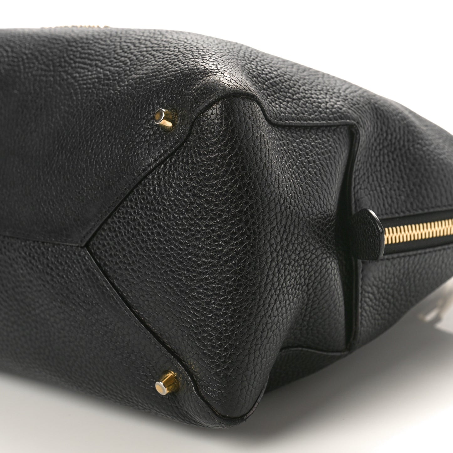 London Grainy Calfskin Medium Greenwood Bowling Bag Black