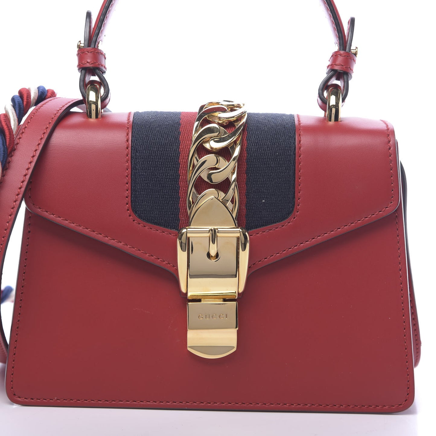 Calfskin Mini Sylvie Top Handle Bag Hibiscus Red