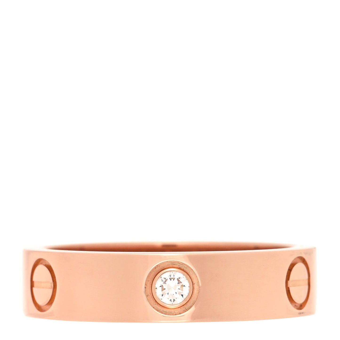 18K Pink Gold 3 Diamond 5.5mm LOVE Ring 61 9.5