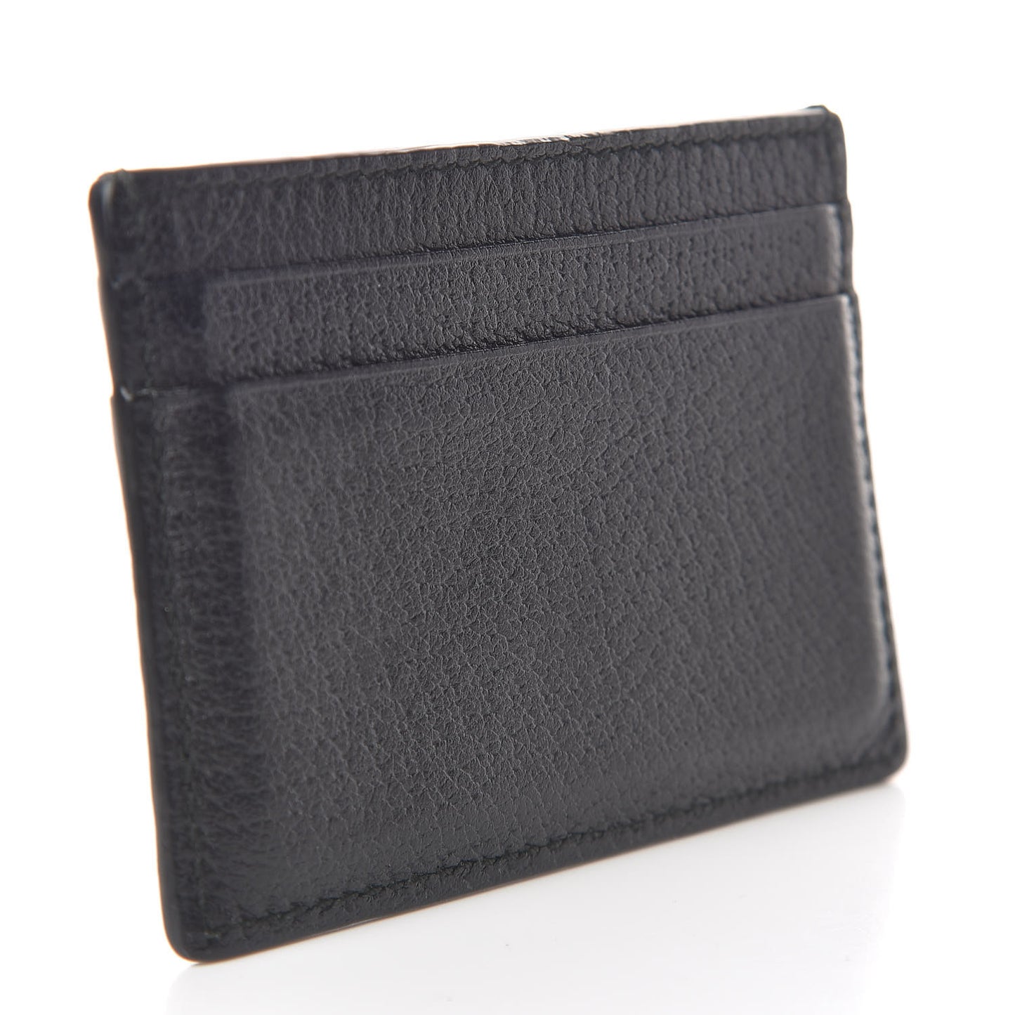 Pebbled Calfskin Animalier Card Holder Black