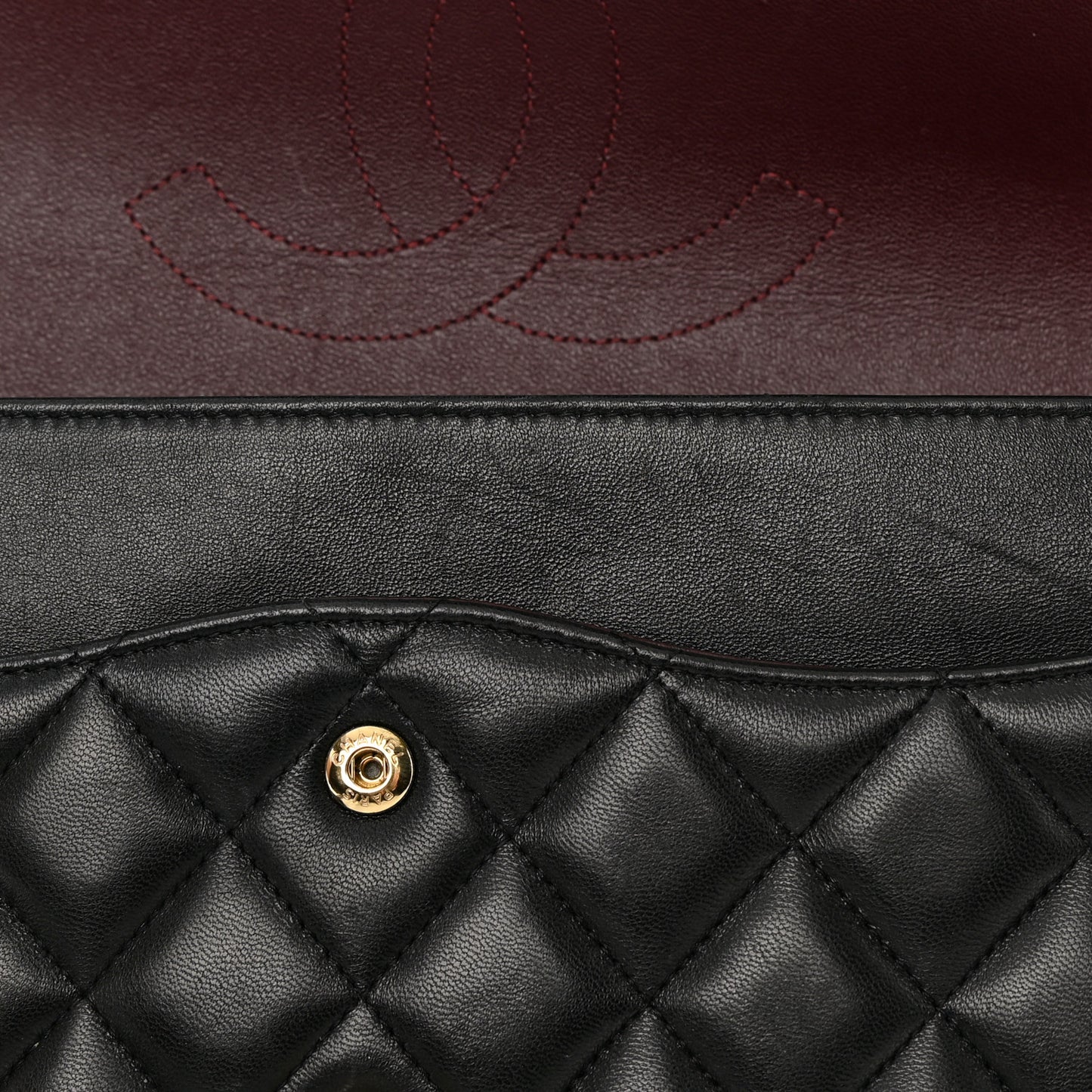 Lambskin Quilted Jumbo Double Flap Black