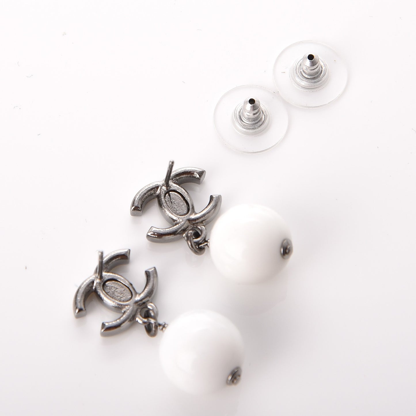 Glitter Enamel Bead CC Drop Earrings White Yellow