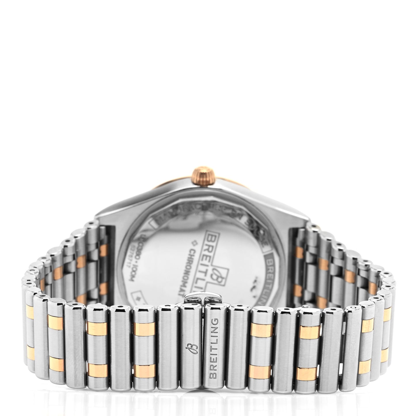 Stainless Steel 18K Rose Gold Diamond Bezel 36mm Chronomat Automatic Watch Salmon U10380