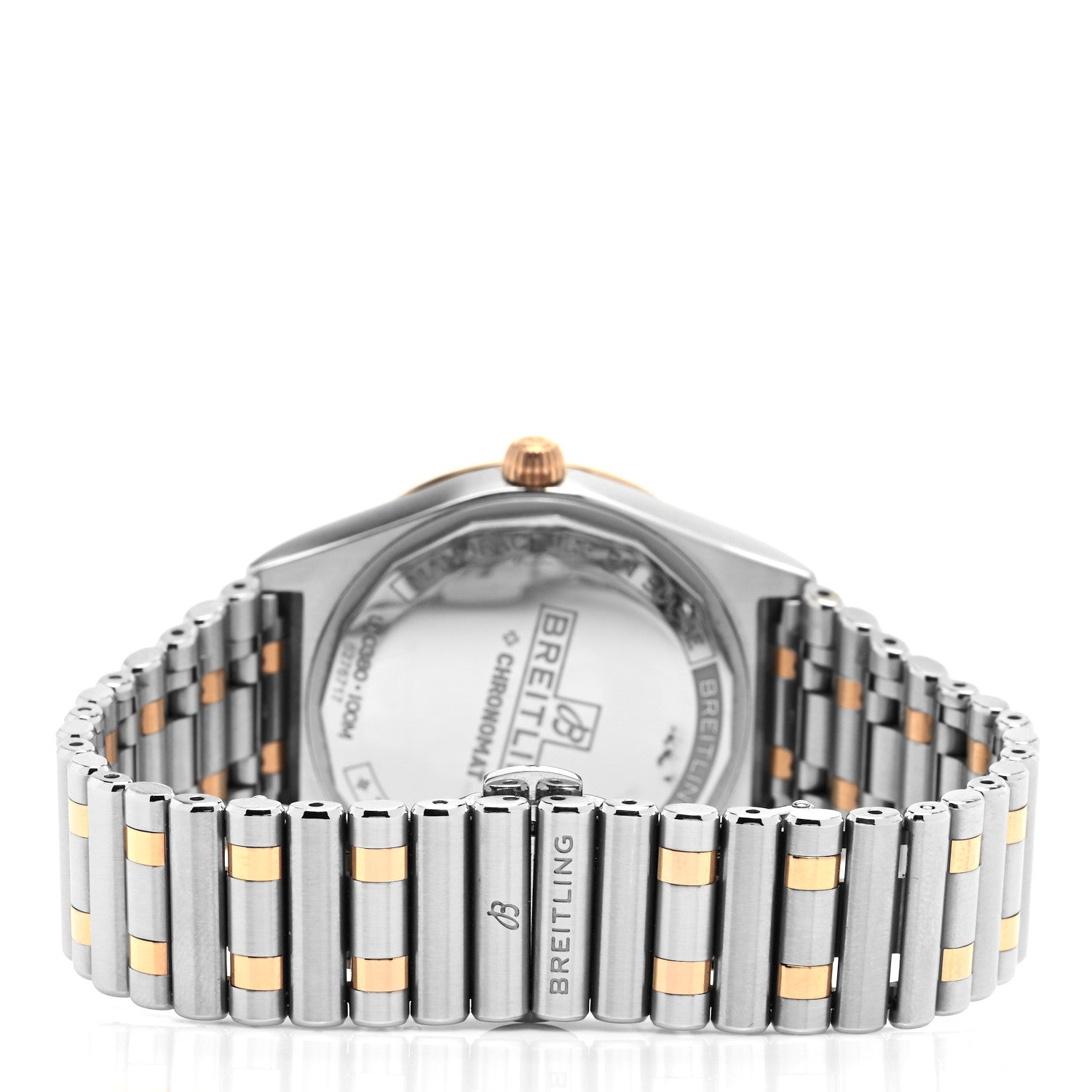 Breitling Stainless Steel 18K Rose Gold Diamond Bezel 36mm Chronomat Automatic Watch Salmon U10380 3 of 5