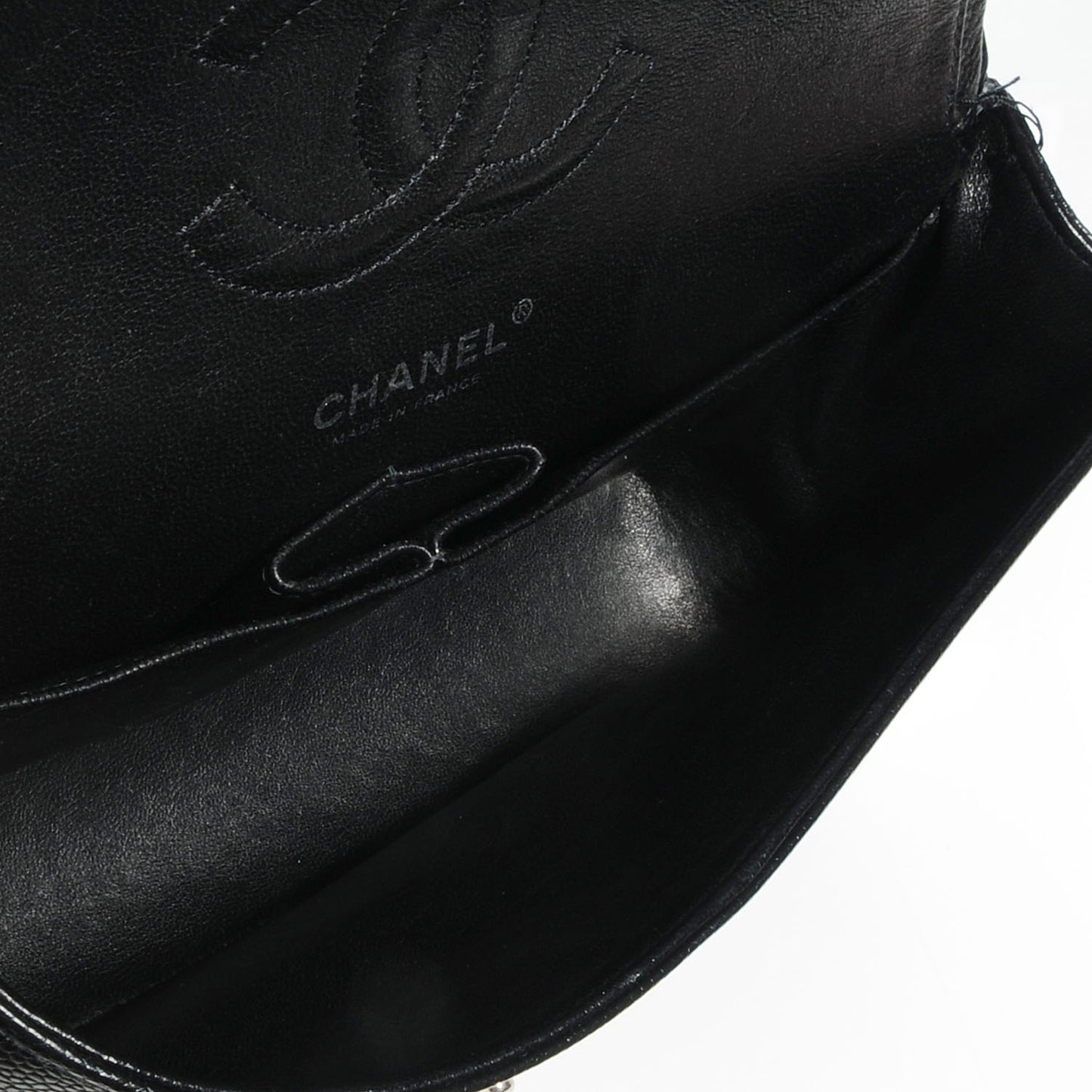 Caviar Quilted Medium Double Flap Black
