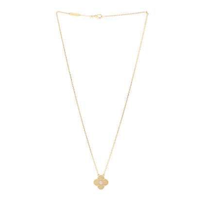 Van Cleef & Arpels 18K Yellow Gold Diamond Yellow Mother of Pearl Vintage Alhambra Pendant Necklace 3 of 4