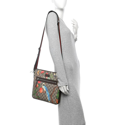 Gucci GG Supreme Monogram Tian Web Medium Flat Messenger Beige Multicolor New Acero 2 of 10