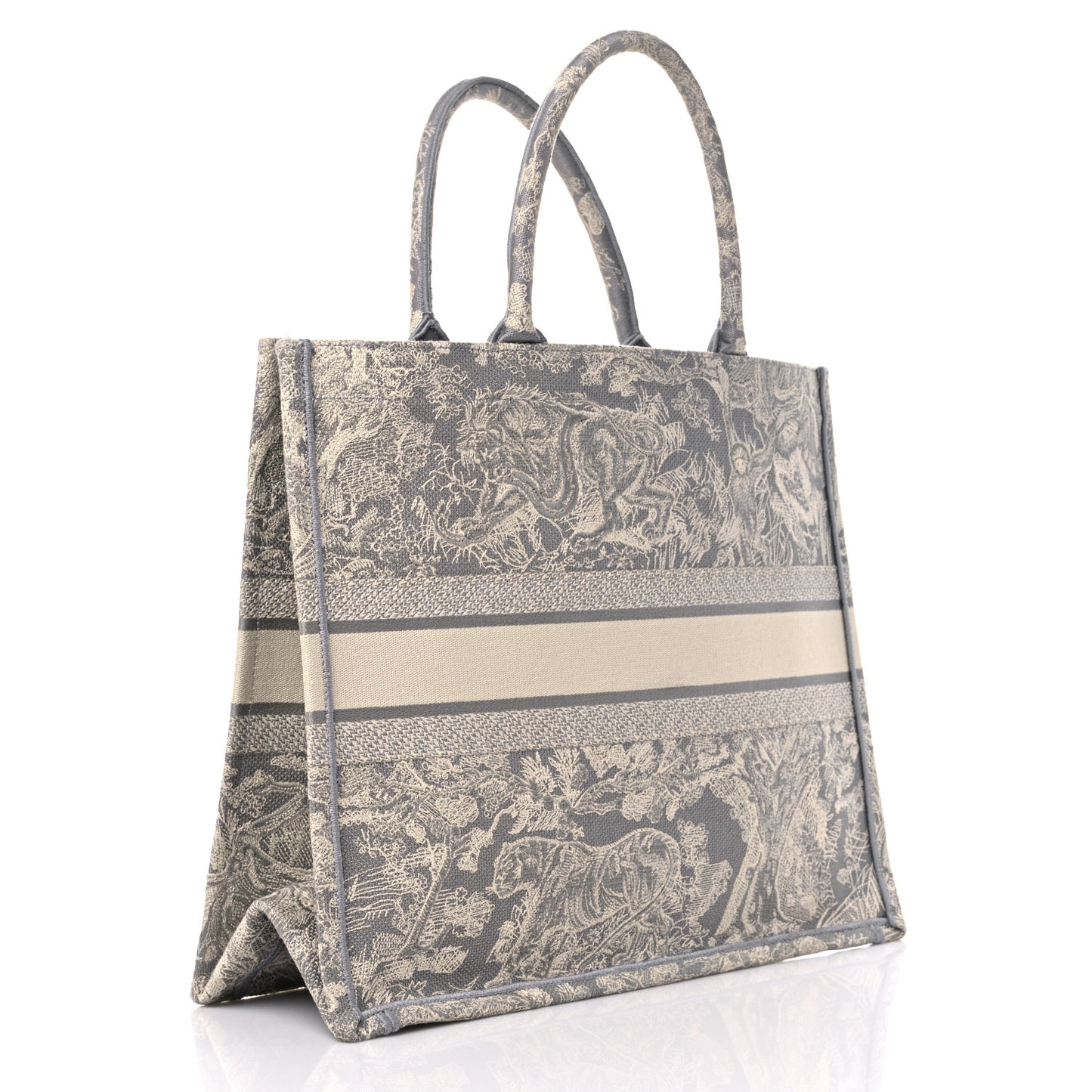 Canvas Embroidered Large Dioriviera Toile De Jouy Book Tote Gray