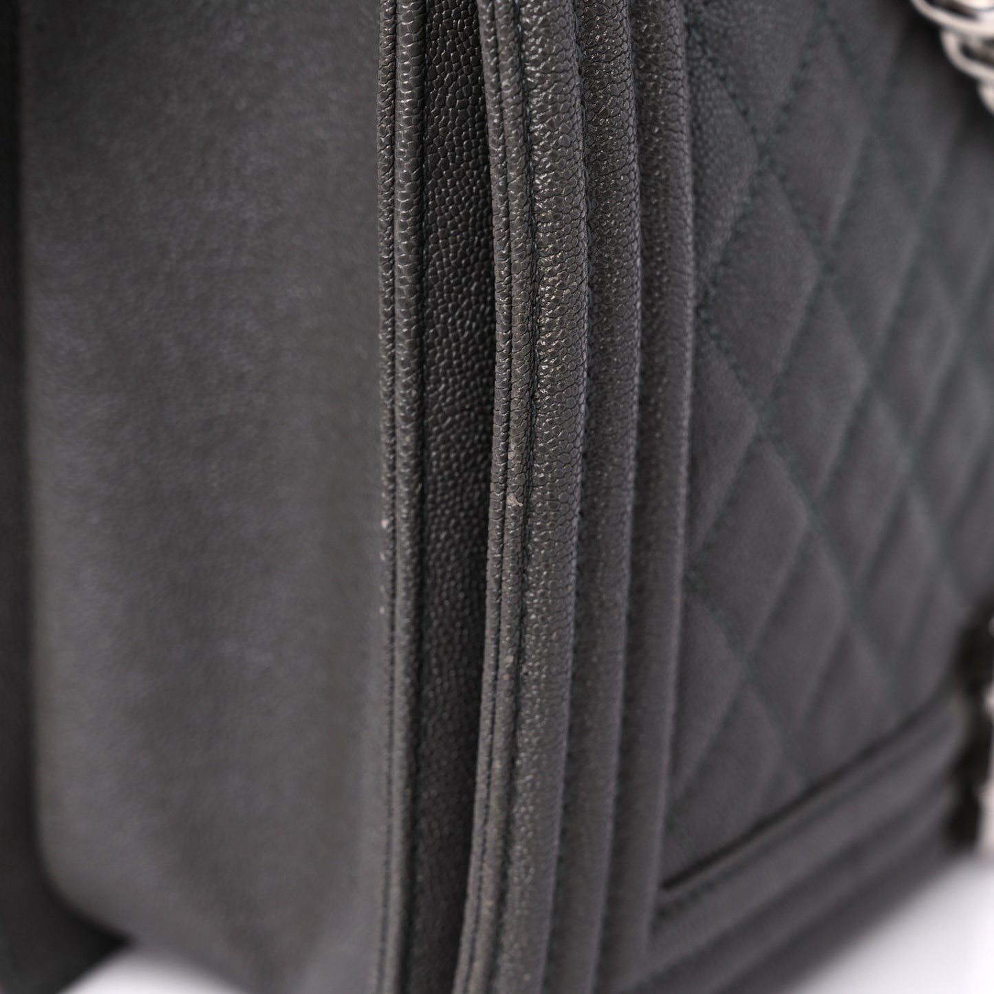 Caviar Quilted New Medium Boy Flap Grey