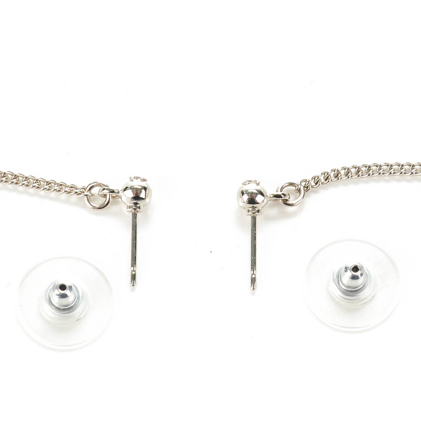 Baguette Crystal CC Dangle Earrings Silver