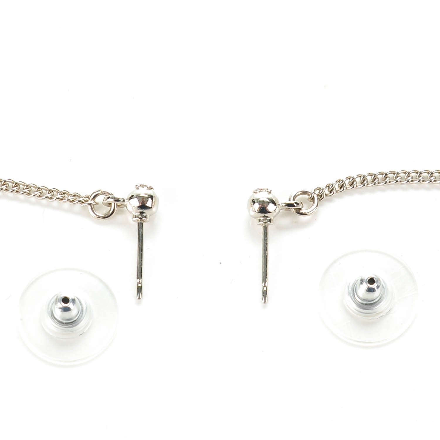 Chanel Baguette Crystal CC Dangle Earrings Silver 3 of 5