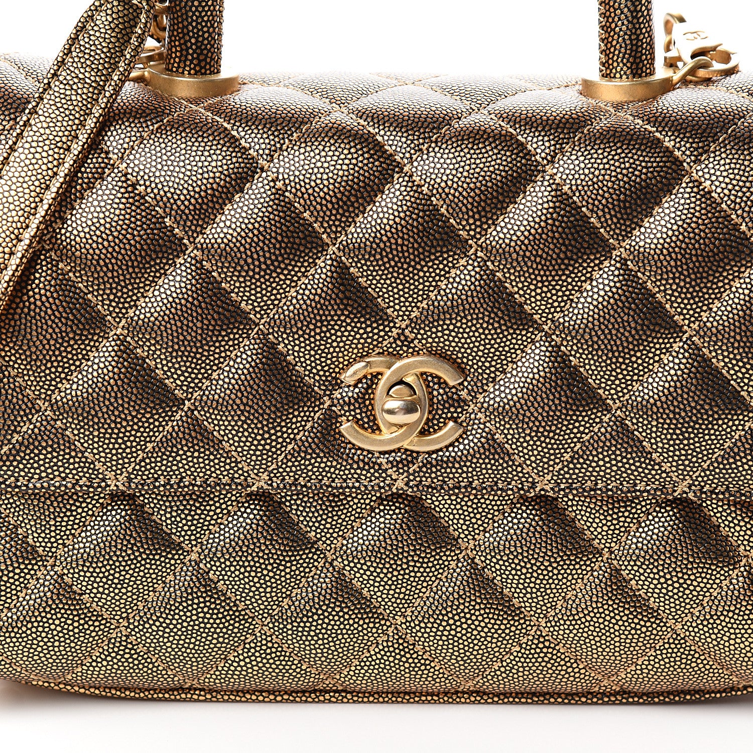 Chanel Metallic Caviar Quilted Mini Coco Handle Flap Gold 9 of 10