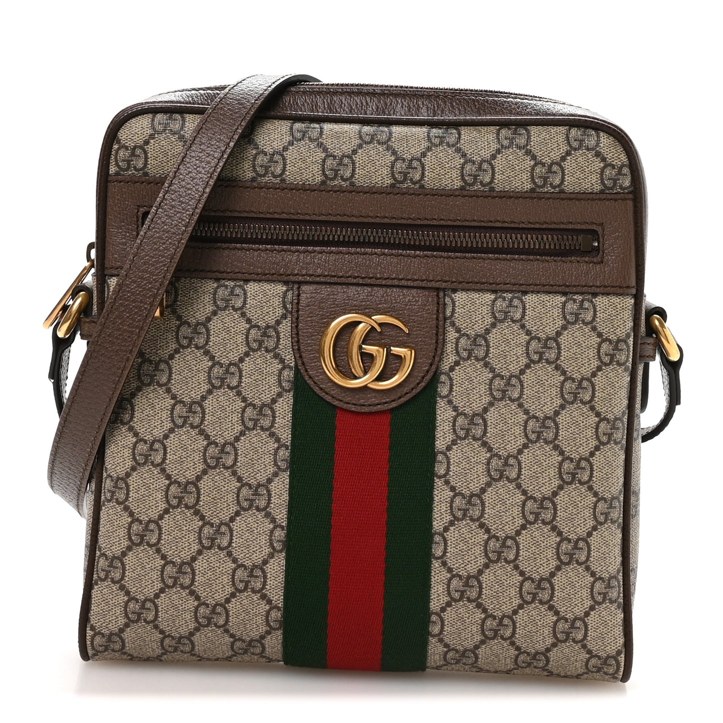 GG Supreme Monogram Web Small Ophidia Messenger Bag Brown