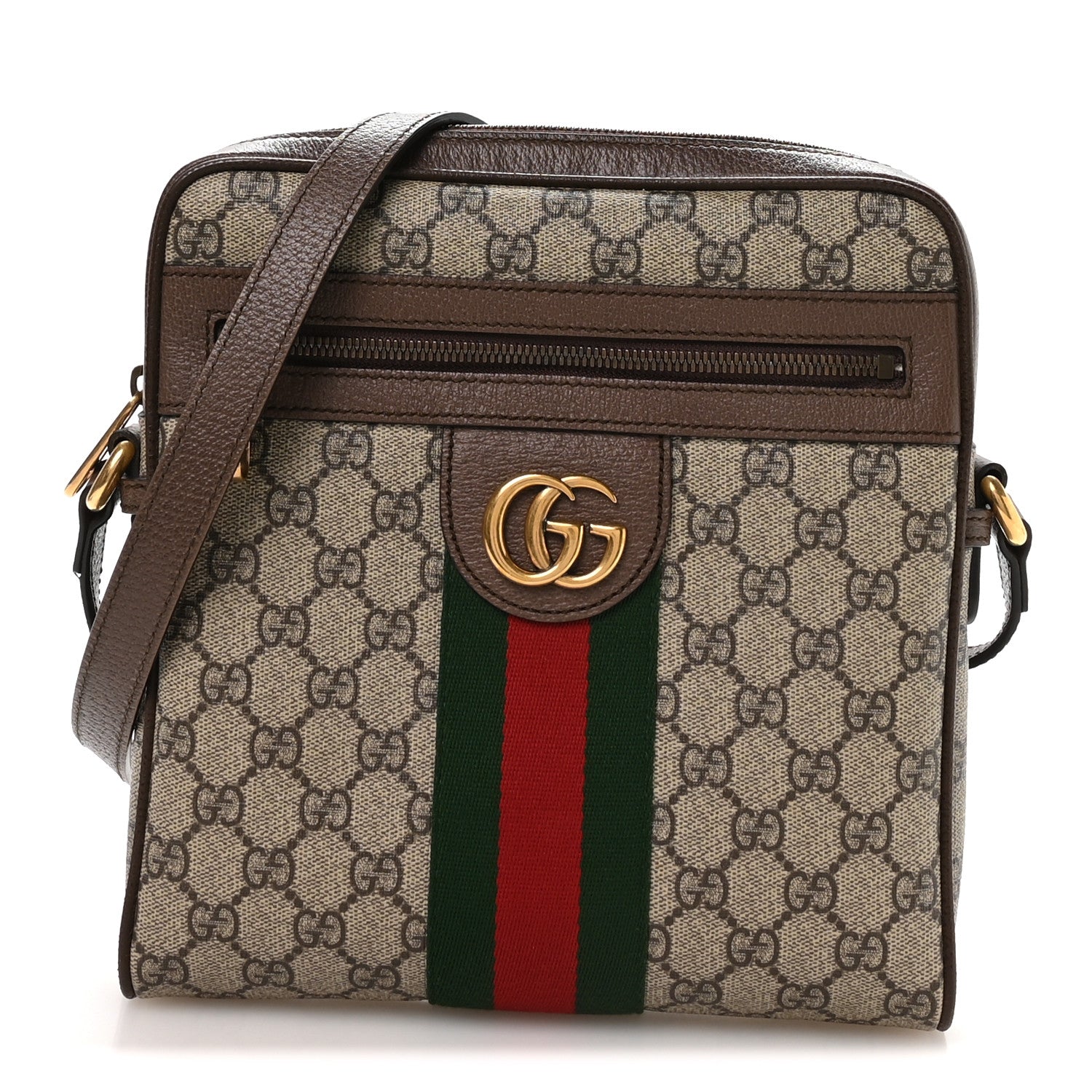 Gucci GG Supreme Monogram Web Small Ophidia Messenger Bag Brown 1 of 11