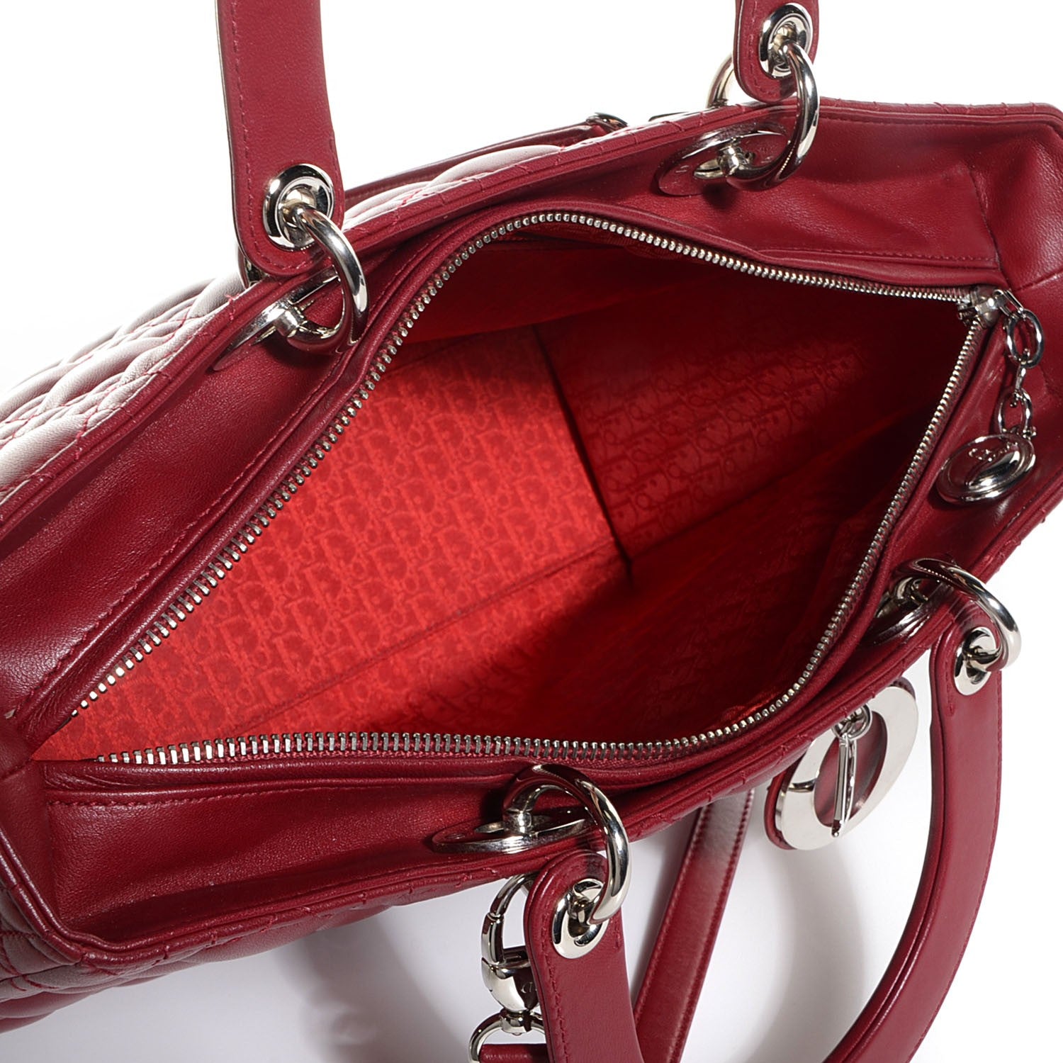 Christian Dior Lambskin Cannage Large Lady Dior Red 5 of 9