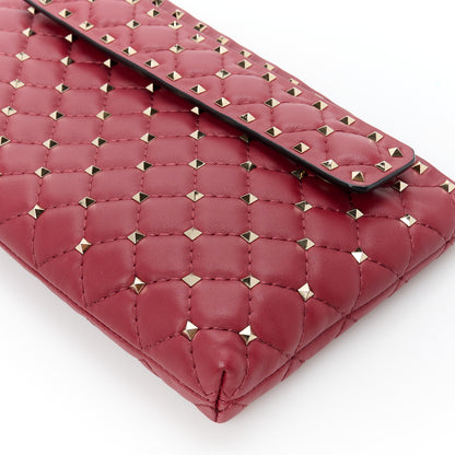 Valentino Garavani Nappa Rockstud Spike Side Slip Zip Clutch Rubino 11 of 11