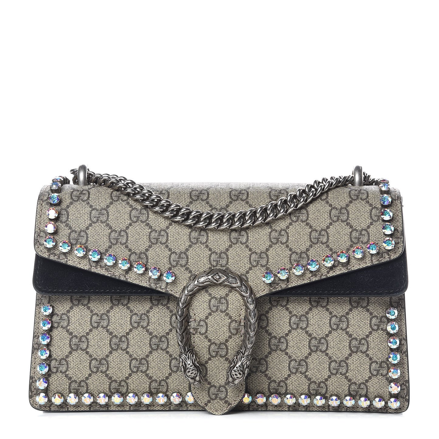 GG Supreme Monogram Crystal Small Dionysus Shoulder Bag Black