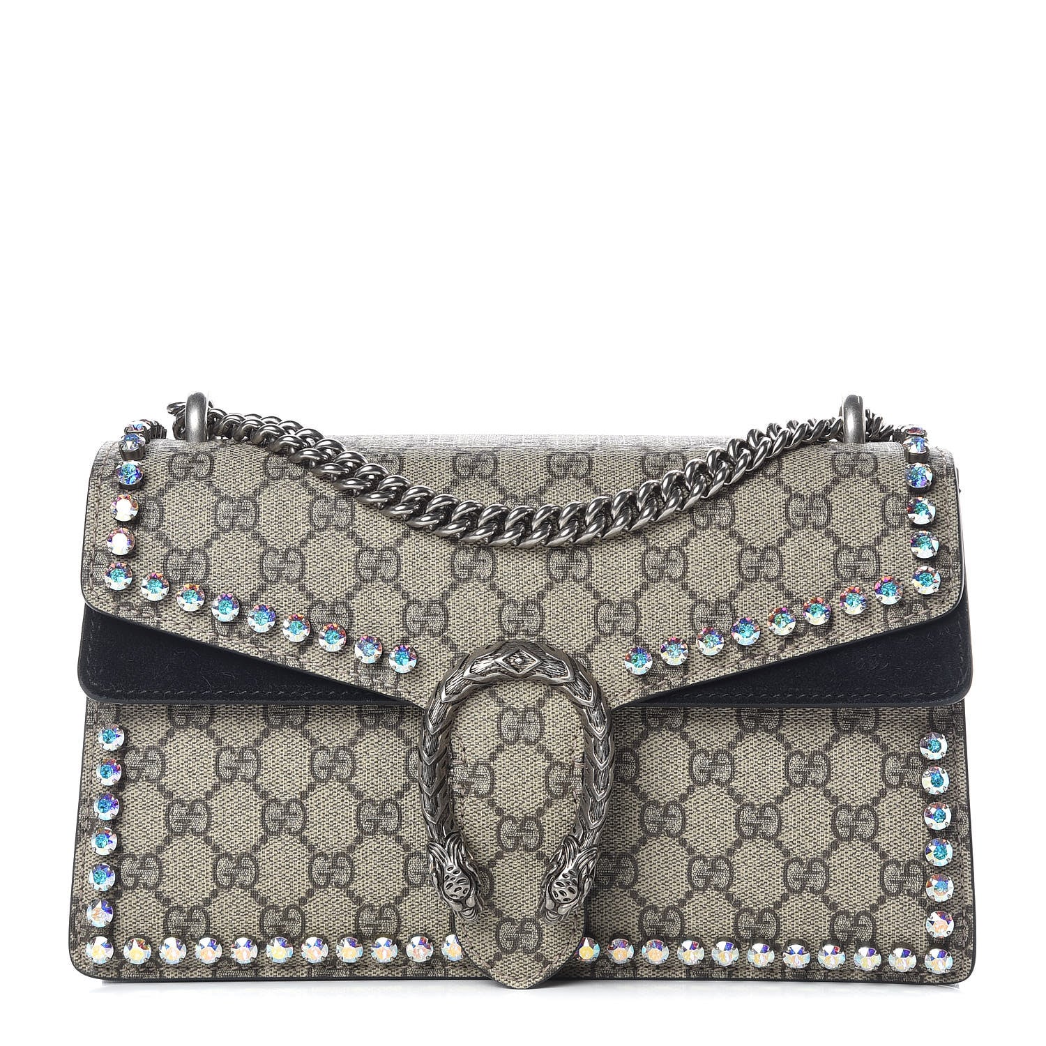 Gucci GG Supreme Monogram Crystal Small Dionysus Shoulder Bag Black 1 of 11