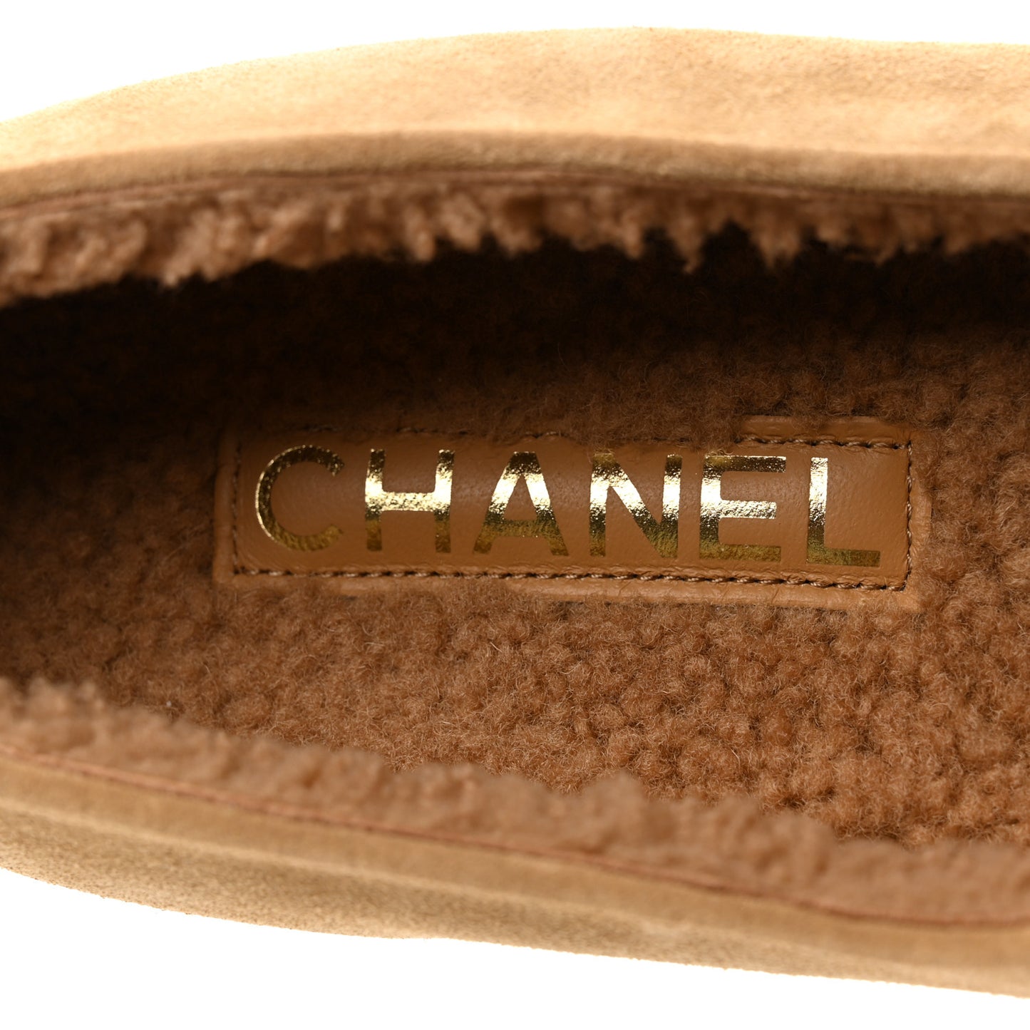 Suede Cap Toe CC Mary Jane Flats 36.5 Beige