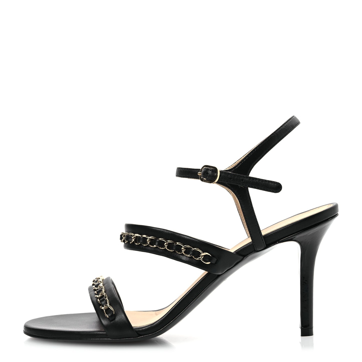 Lambskin Chain Strap Sandals 40 Black