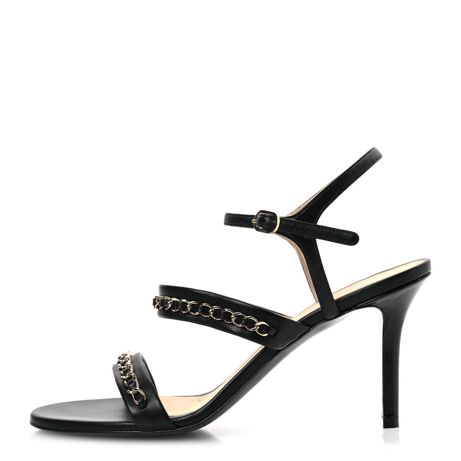Chanel Lambskin Chain Strap Sandals 40 Black 1 of 14