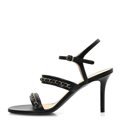 Chanel Lambskin Chain Strap Sandals 40 Black 1 of 14
