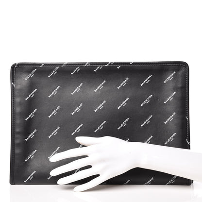 Balenciaga Calfskin Allover Logo Documents Case Black 2 of 13