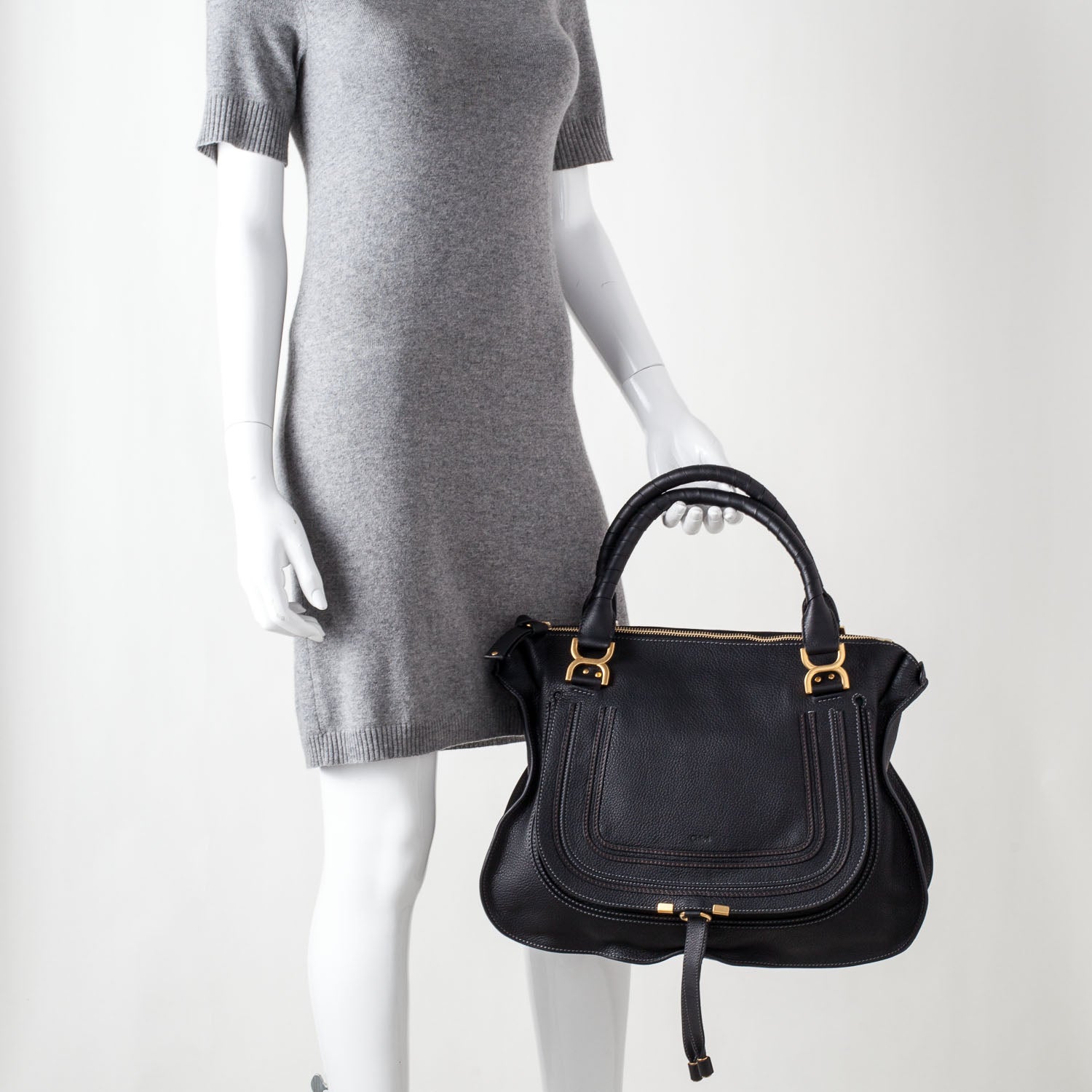 Chloe Leather Large Marcie Satchel Black 2 of 11