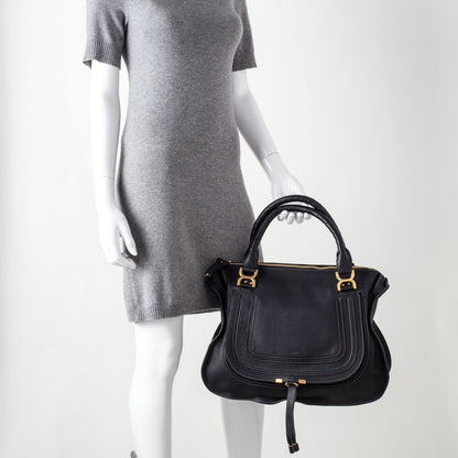 Chloe Leather Large Marcie Satchel Black 2 of 11