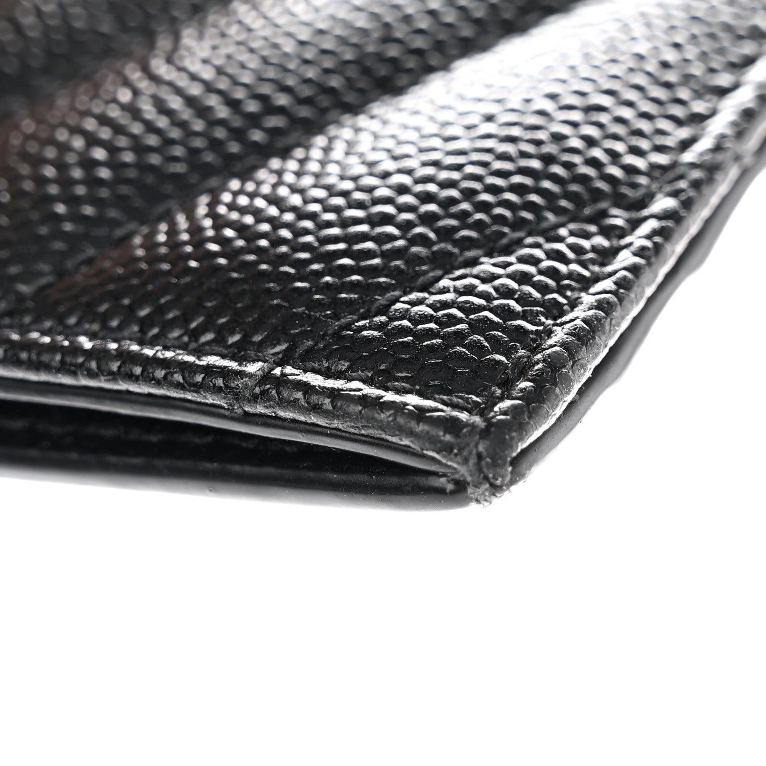 Saint Laurent Grain De Poudre Matelasse Chevron Monogram Fragments Zippered Card Case Black 9 of 10