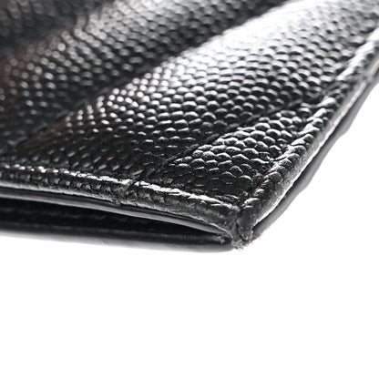 Saint Laurent Grain De Poudre Matelasse Chevron Monogram Fragments Zippered Card Case Black 9 of 10