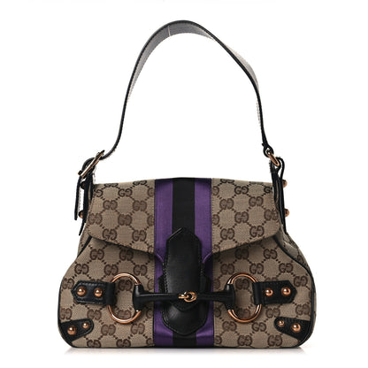 Gucci Monogram Horsebit Web Flap Bag Brown Purple 1 of 9