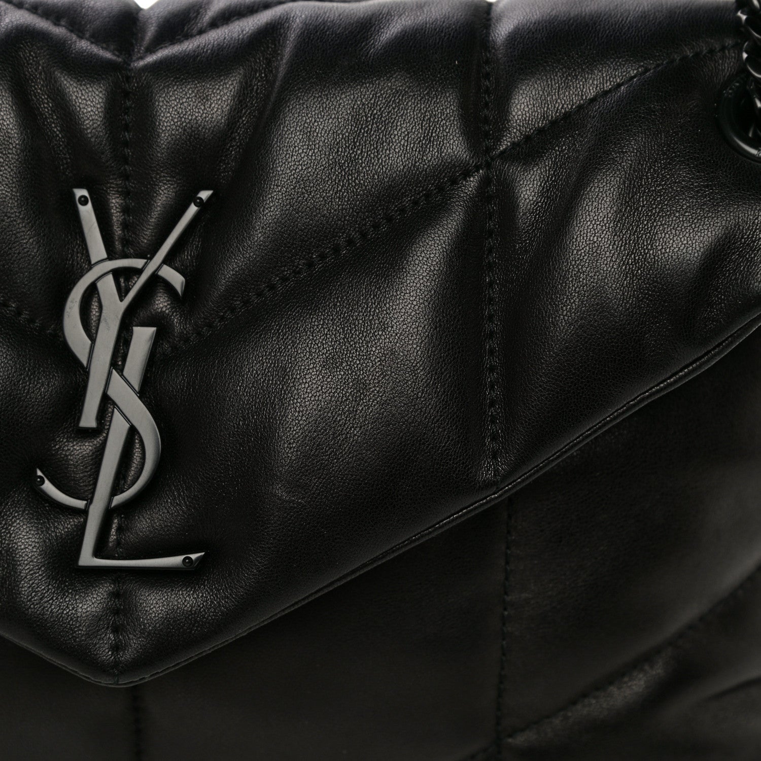 Saint Laurent Lambskin Quilted Small Loulou Puffer Monogram Chain Satchel Black 12 of 14