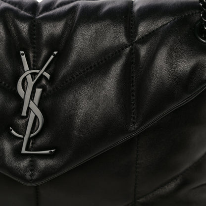 Saint Laurent Lambskin Quilted Small Loulou Puffer Monogram Chain Satchel Black 12 of 14