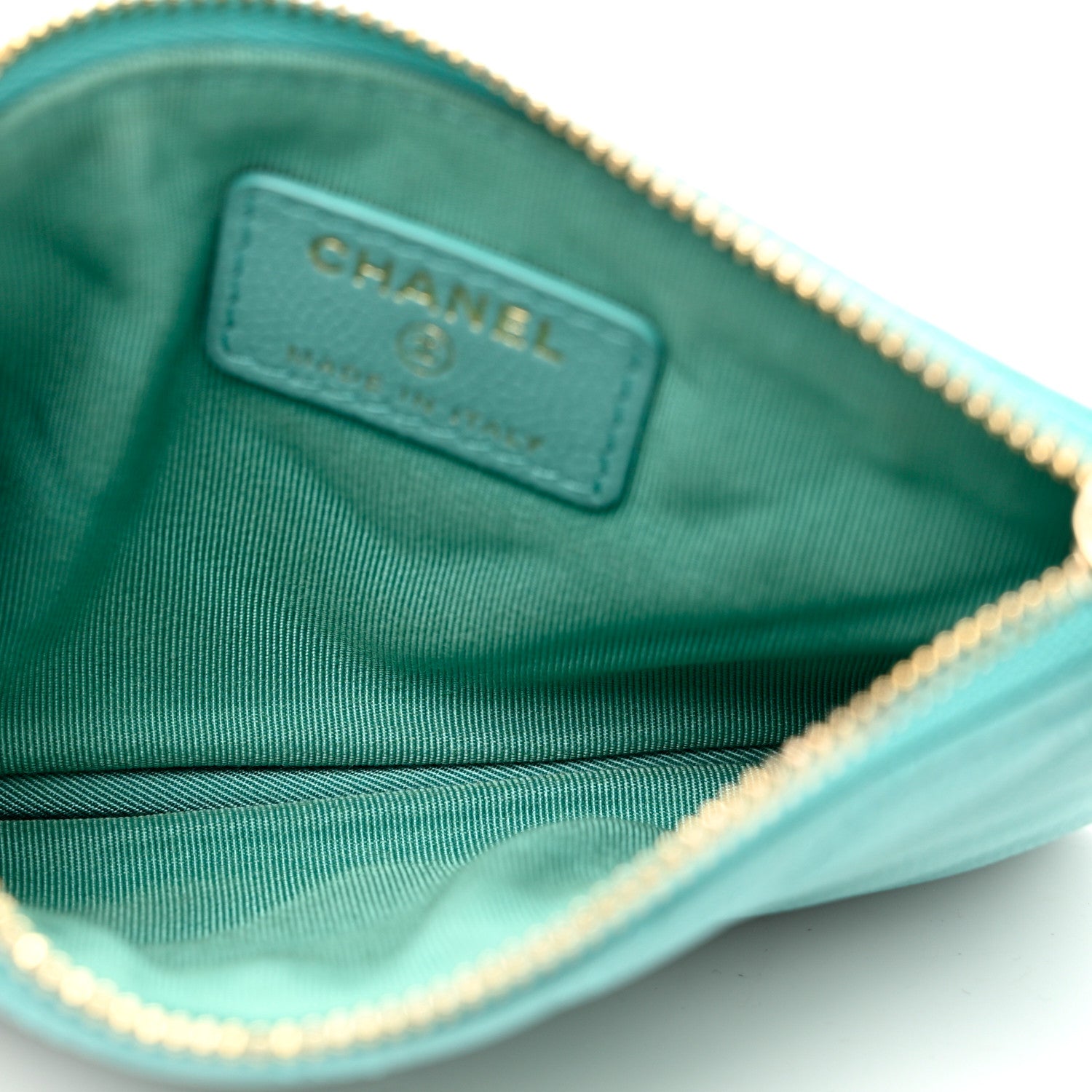 Chanel Caviar Chevron Quilted Small Cosmetic Case Light Blue 5 of 8