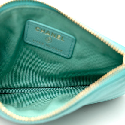 Chanel Caviar Chevron Quilted Small Cosmetic Case Light Blue 5 of 8