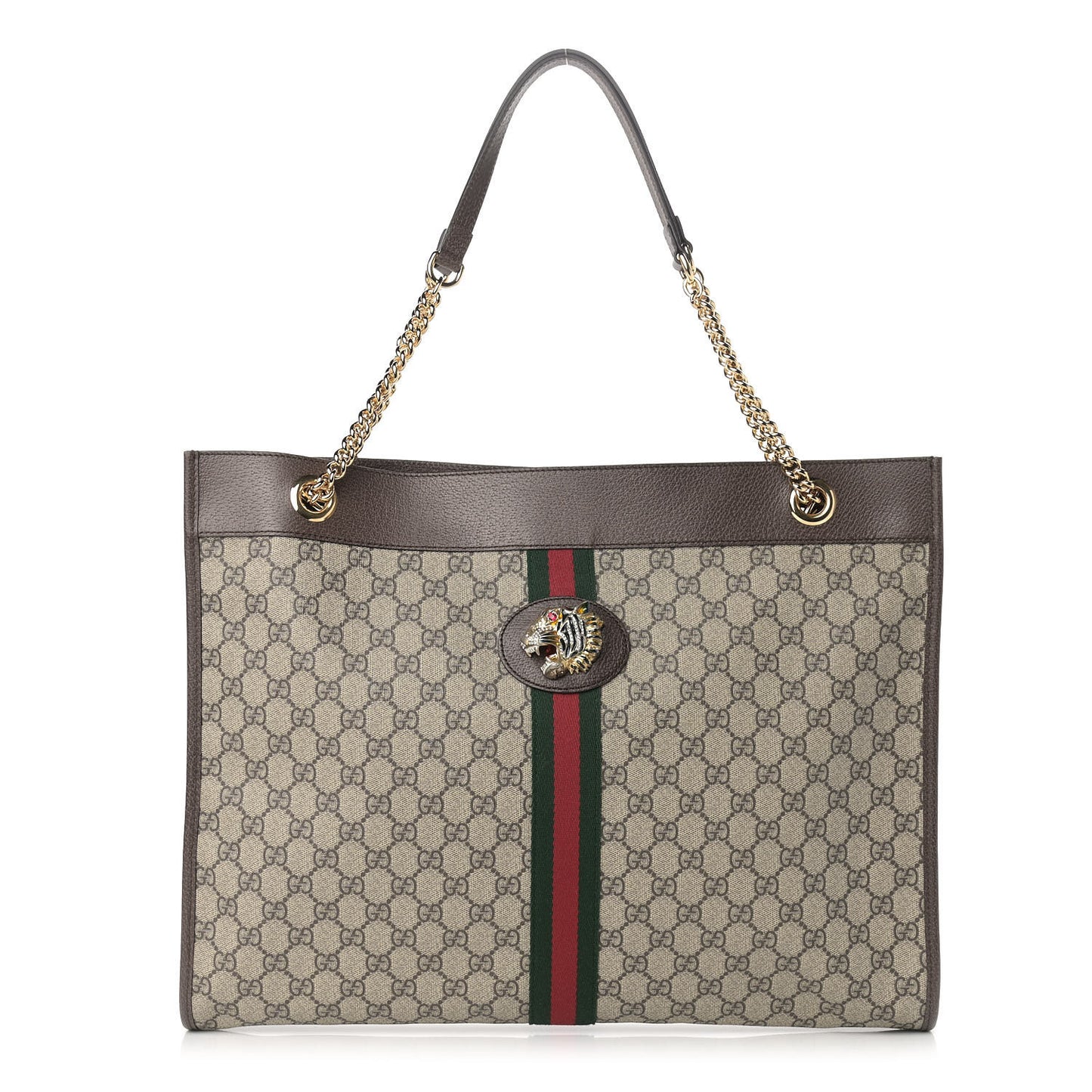 GG Supreme Monogram Large Rajah Chain Tote Beige New Acero