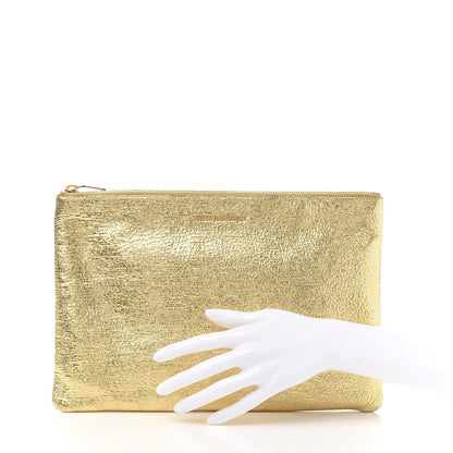 Saint Laurent Metallic Calfskin Zipped Pouch Gold 2 of 10