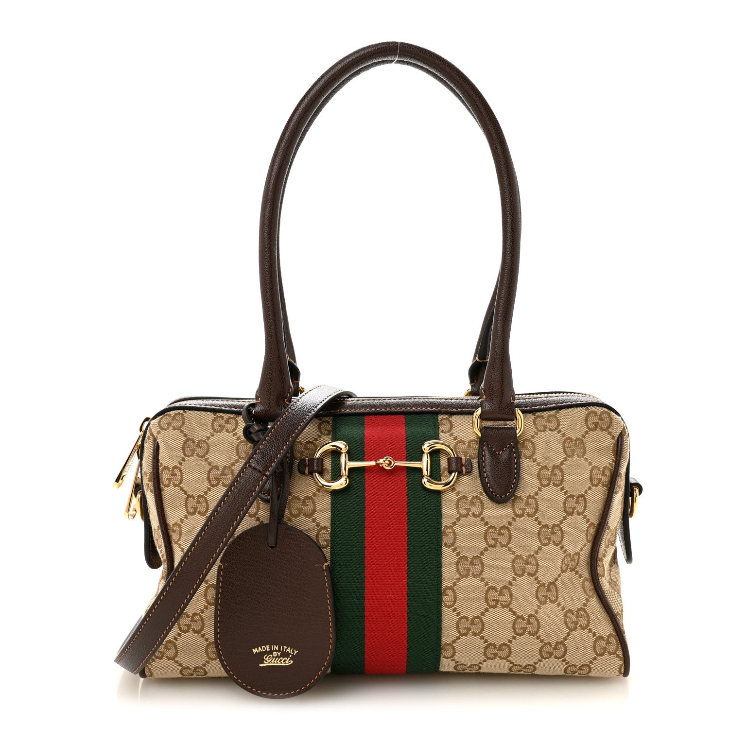 Gucci GG Monogram Web Medium Borsetto Boston Sand Brown 1 of 11