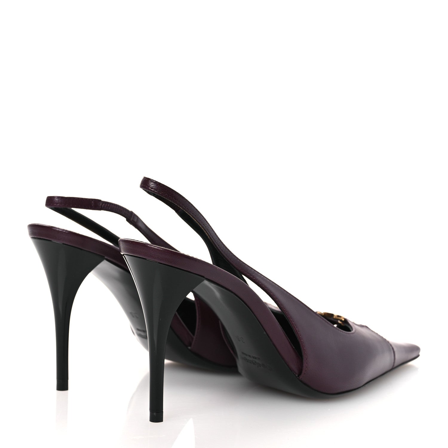 Saint Laurent Nappa Babylone Breteuil Slingback Pumps 36 Bordeaux 5 of 12