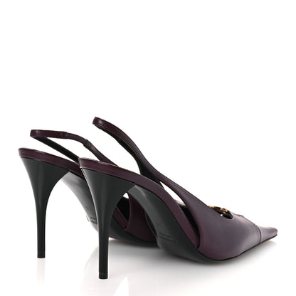 Saint Laurent Nappa Babylone Breteuil Slingback Pumps 36 Bordeaux 5 of 12