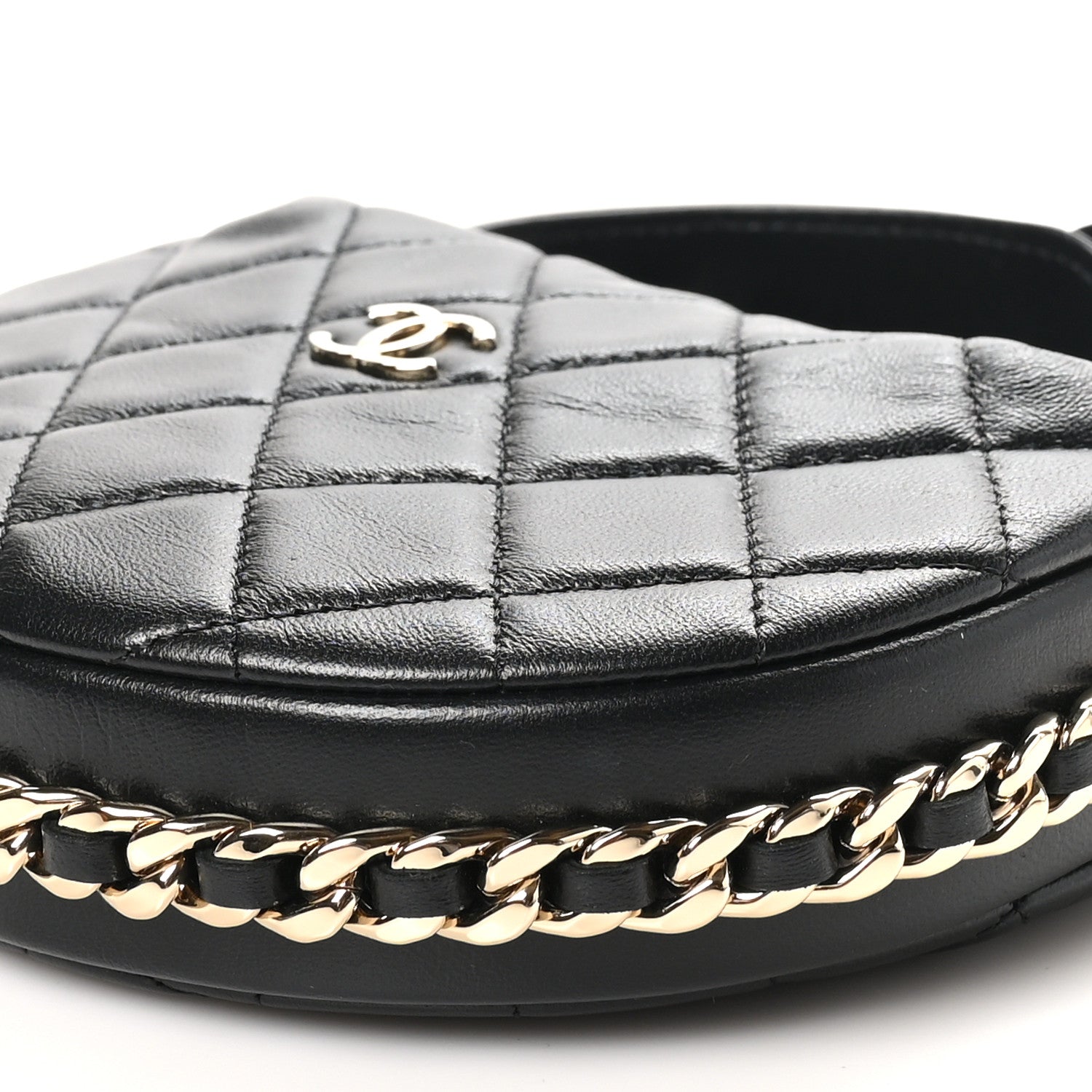 Chanel Lambskin Quilted Chain Around Pouch Black 10 of 10